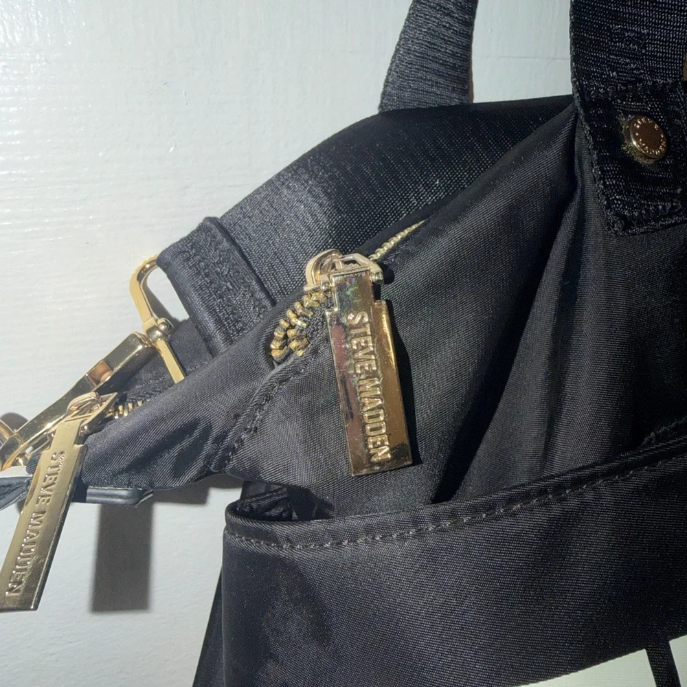 Steve Madden Black and White Canvas Shoulder Bag